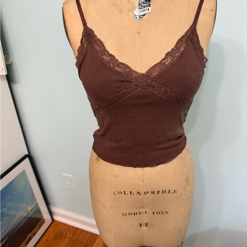 Subdued Brown Lace Cami Top